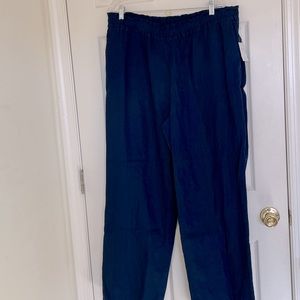 NWT 100% LINEN Navy Blue Loose Fit Pant Size XL